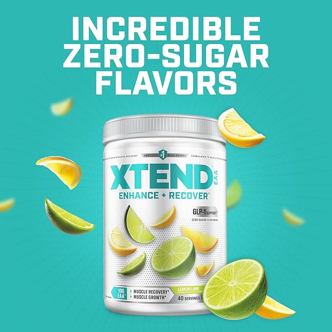 Xtend Scivation EAA + BCAA Powder | Muscle Recovery &amp Lean Muscle Growth | 9 Essential Amino Acids for Intra Workout or Post Workout Recovery | 10g EAAs Per 2 Servings | Lemon Lime 40 Servings