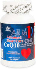 All in One Advanced CoQ10 Supplement | Co Q 10 Supplement with Omega-3 Fish Oil Flaxseed Oil Soy Lecithin &amp Vitamin E | Heart Health Support | 120 Softgels