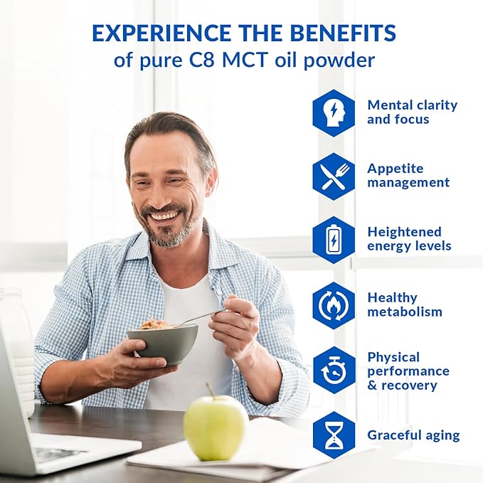 BioTrust Keto Elevate – C8 MCT Oil Powder – Ketogenic MCT Coffee Creamer Keto Coffee Creamer – Clean Energy Mental Focus &amp Clarity – 100% Caprylic Acid MCT Powder Non-GMO (Unflavored 20 Servin