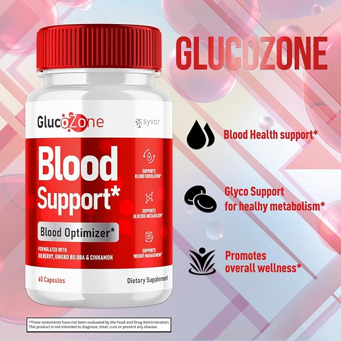 (2 Pack) GlucoZone Capsules Official GlucoZone Blood Support Pills with All Natural Ingredients Advanced Formula Blood Optimizer Supplement with Max Strength Vitamins for Women &amp Men (120 Capsul