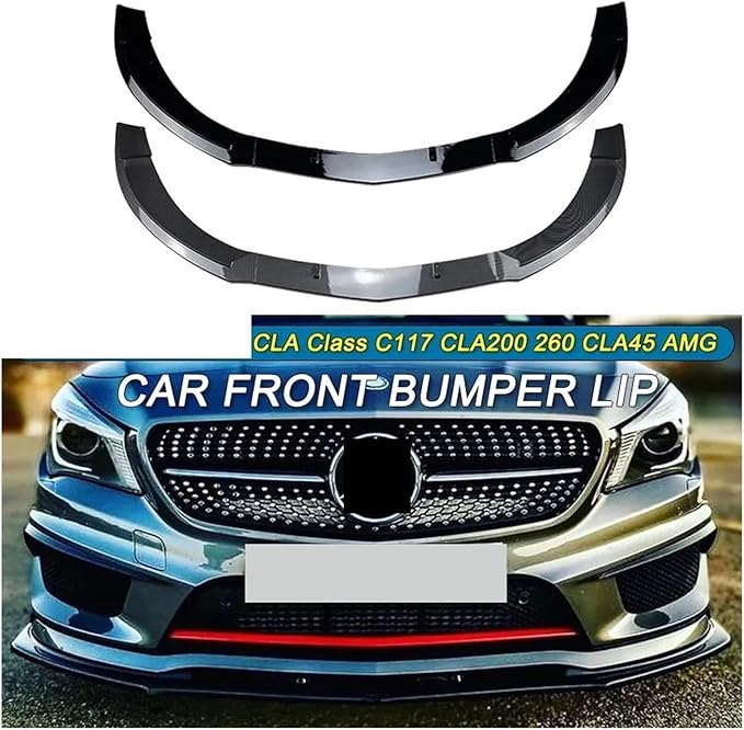 Compatible for Benz CLA Class C117 Car Front Bumper Lip Body Kit Spoiler Splitters Diffuser CLA200 260 CLA45 AMG 2013-2015 Tuning(Carbon Look)