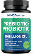 Prebiotics and Probiotics for Women &amp Men | Pre and Probiotics for Gut Health &amp Bloating Relief | Synbiotic with 20 Billion CFU Lactobacillus &amp Bifidobacterium | Shelf-Stable | Vegetarian