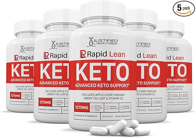 (5 Pack) Rapid Lean Keto ACV Pills 1275MG Keto Support Blend Capsule Alternative to Keto ACV Gummies Formulated with Apple Cider Vinegar Extra Virgin Olive Oil Powder Green Tea Leaf 300 Capsules