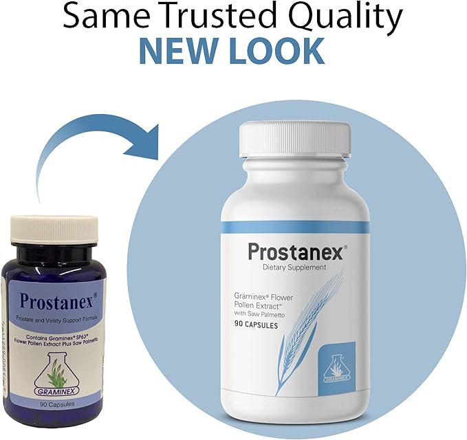 Graminex Prostanex - Prostate Health Supplement Flower Pollen Extract Saw Palmetto - Support for Bladder Control &amp Urinary Tract Health Rye Pollen Extract Made in USA 90 Vegetarian Capsules