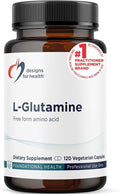 Designs for Health L Glutamine Capsules - 850mg Vegetarian Amino Acids Supplement to Support Muscle Recovery Digestive Immune + Gut Health - Non-GMO + Gluten Free (120 Capsules)