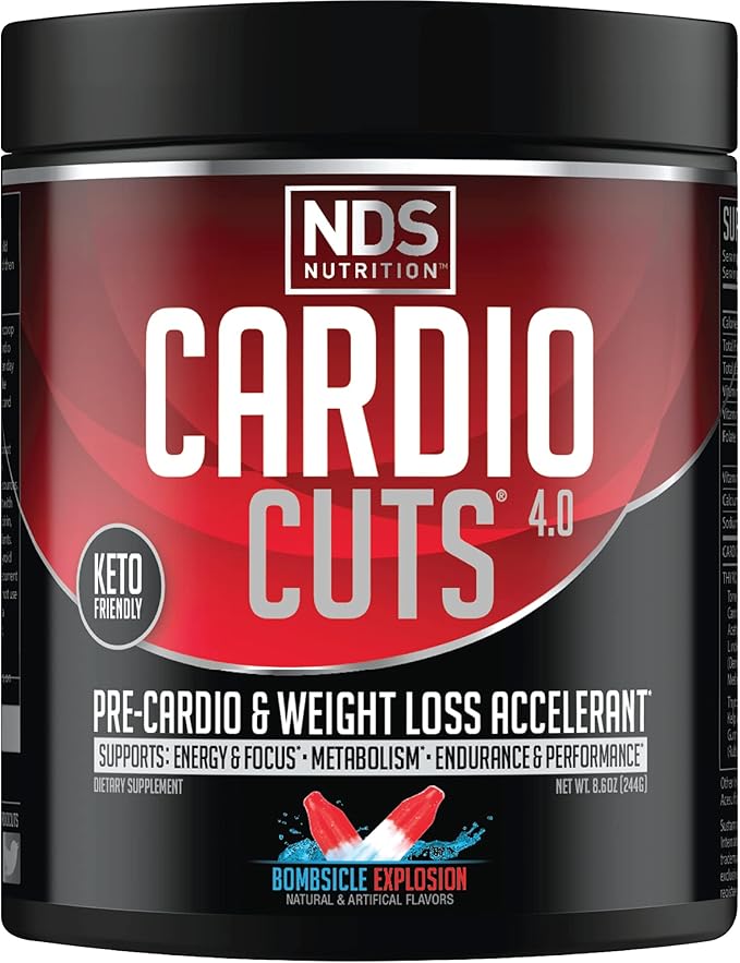 Cardio Cuts NDS Nutrition 4.0 Pre Workout Supplement - Advanced Weight Loss and Pre Cardio Formula with L-Carnitine CLA MCTs L-Glutamine and Safflower Oil - Bombsicle (40 Servings)