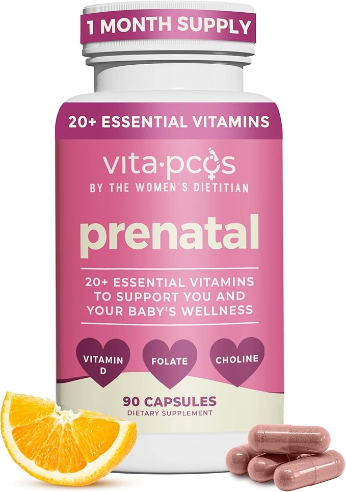 VITA-PCOS Prenatal Vitamins for Women – Multivitamins with Folic Acid Iron Choline &amp More – Essential Nutrients for Preconception Pregnancy and Baby’s Development – 90 Capsules 1 Month Supply