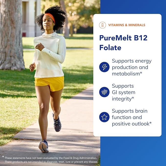 Pure Encapsulations PureMelt B12 Folate - Active B Vitamin with L-5-MTHF - Metabolism Support &amp Red Blood Cell Function* - Non-GMO &amp Vegan - 90 Lozenges