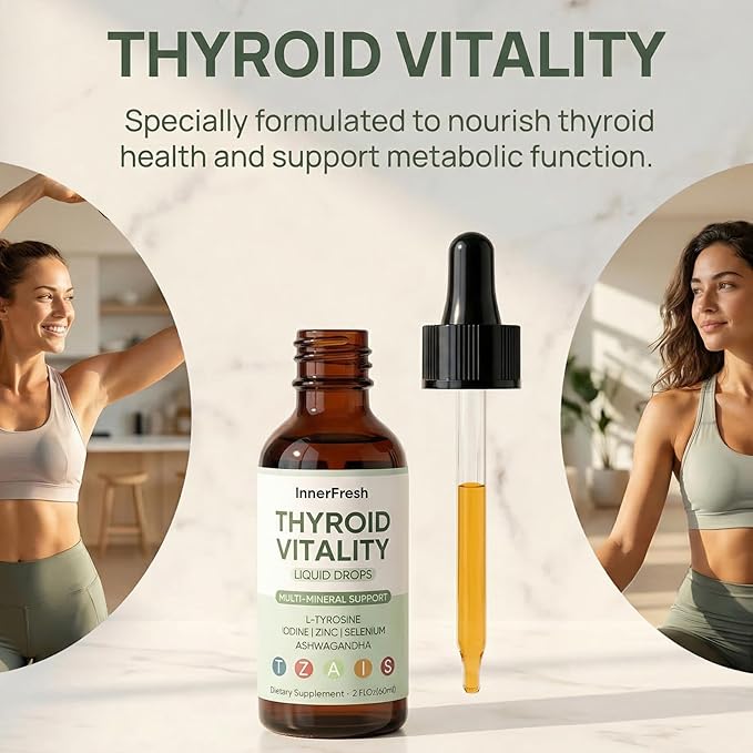 InnerFresh Thyroid Support Drops Inner Fresh Thyroid Support Liquid Drops for Women Hormone Balance &amp Healthy Metabolism Support with Selenium Zinc Iodine L-Tyrosine &amp Ashwagandha (1)