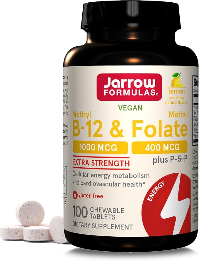 Jarrow Formulas Curcumin 95 500mg - Up to 120 Servings (Veggie Caps) &amp Extra Strength Methyl B-12 1000 mcg &amp Methyl Folate 400 mcg + P-5-P