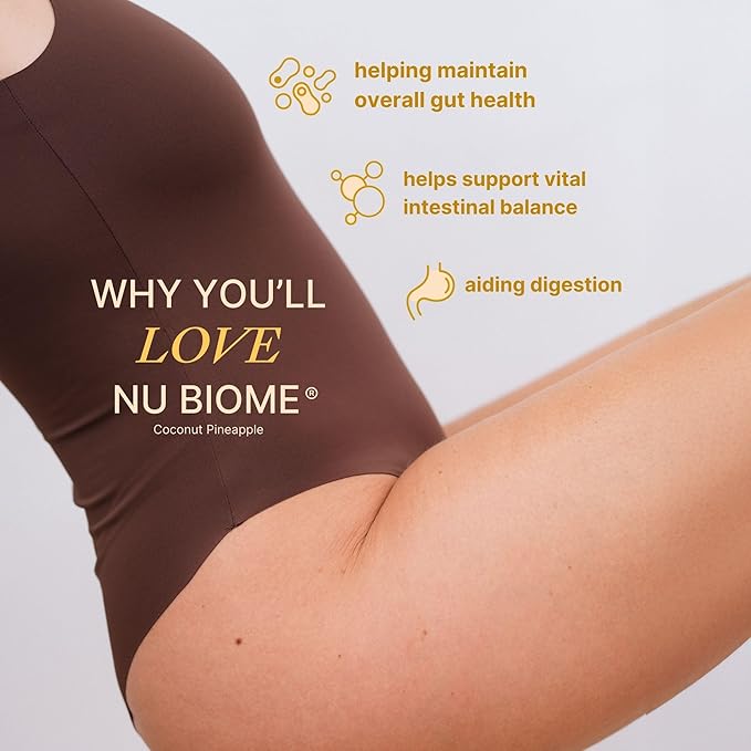 Nu Skin Pharmanex Nu Biome | Gut &amp Immune Health Supplement | Supports Digestive Balance &amp Healthy Gut | Prebiotic &amp Antioxidant Formula | 30 Packets | Coconut Pineapple Caffeine-Free