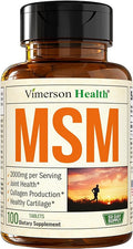 MSM 2000mg - Joint Support Supplement for Cartilage &amp Joint Health. Antioxidant Properties. Aids Inflammatory Response. Occasional Discomfort Relief - Back Knees Hands. Non-GMO. Vegan. 50 Day Su