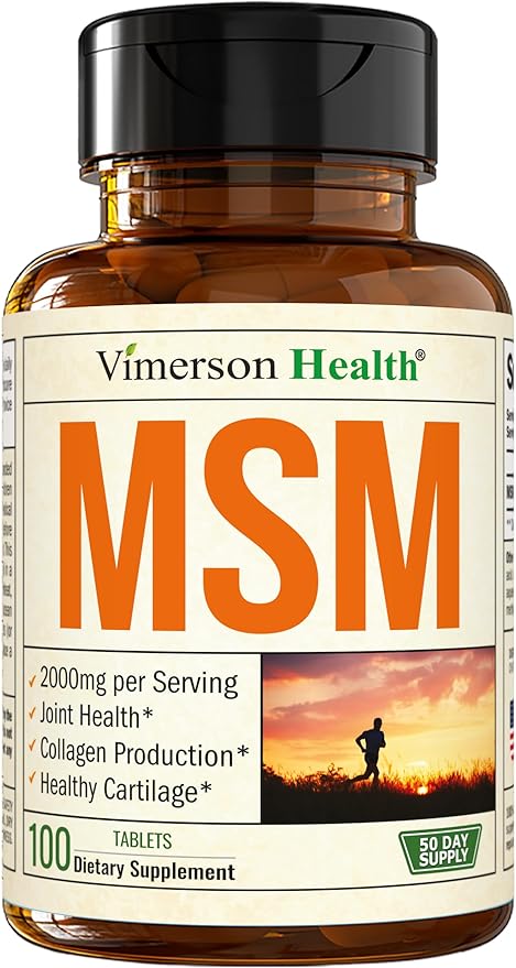 MSM 2000mg - Joint Support Supplement for Cartilage &amp Joint Health. Antioxidant Properties. Aids Inflammatory Response. Occasional Discomfort Relief - Back Knees Hands. Non-GMO. Vegan. 50 Day Su