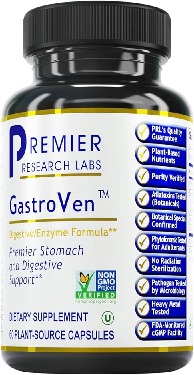 Premier Research Labs GastroVen - Digestive Enzymes for Women &amp Men Digestive Health Supplement Supports Healthy Gut Microbiome w/Bromelain Ginger - 60 Capsules