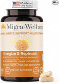 Migra-Well AM: Energizing Daily Methylated Multivitamin with Bioavailable Minerals &amp Antioxidants Supporting Brain &amp Nerve Health for Women and Men - Without Iron (60 Capsules)