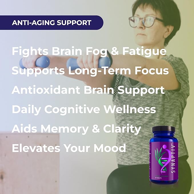 Youngevity Synaptiv™ Brain Support - 12in1 - Ginkgo Huperzine Bacopa Quercetin and More - with Potent Antioxidant Blend + Vitamins - 60 Tablets (Pack of 1)