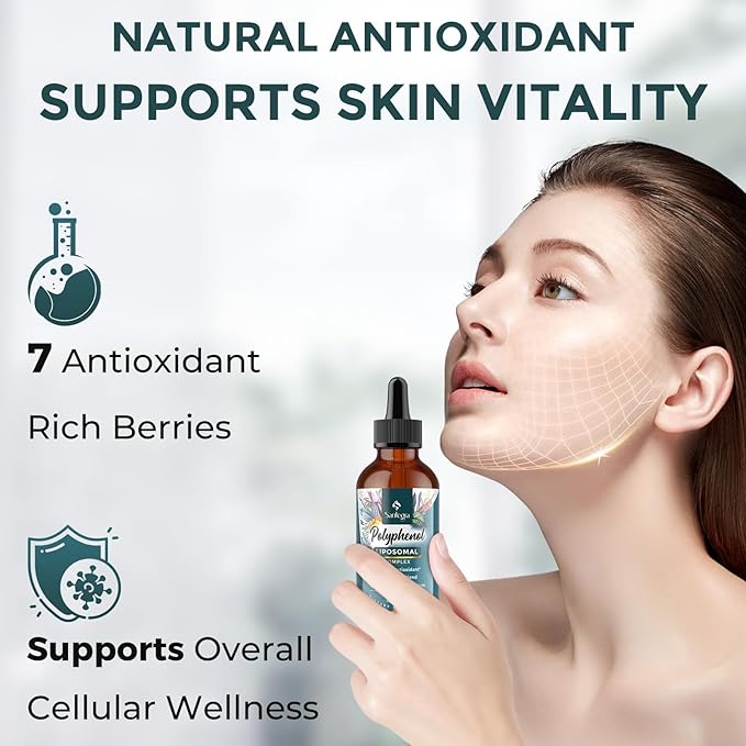 Polyphenols Supplement Liposomal Over 27 Polyphenol Complex &amp Powerful Antioxidant with MCT &amp Olive Oil Quercetin Extract Hawthorn Berry Extract for Age Defense Energy Immune 240 ML