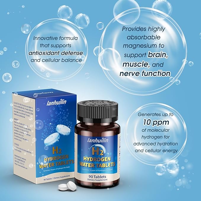 Hydrogen Water Tablets 150mg Magnesium – 10 PPM Molecular Hydrogen Tablets for Drinking Water Supports Healthy Aging Cellular Energy Recovery &amp Brain Health – GMO-Free &amp Gluten-Free 90 Tab