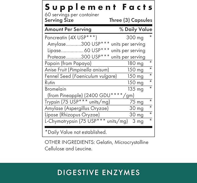 Michael's Health Naturopathic Programs Digestive Enzymes - 180 Capsules - Assists in Digesting Protein Fats Starch Dairy &amp Carbohydrates - 60 Servings