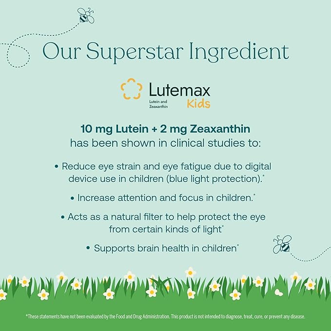 True Grace True Littles Daily Kids Multi - 60 Pectin Gummies - Immune Cognitive Bone &amp Eye Support - Clinically Studied Lutemax Kids Lutein &amp Vitamin D3 + K2 - Allergen Free &amp Vegan - 60