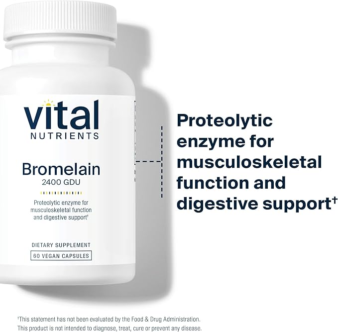 Vital Nutrients Bromelain 2400 GDU - Vegan Bromelain Supplement to Support Protein Digestion* - Digestive Enzyme from Pineapple - Gluten Dairy Soy Free - Non-GMO - 60 Capsules