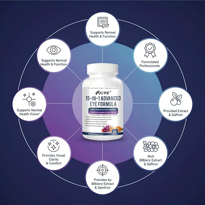 Neurobella Eye Formula - Neurobella 15 in 1 Advanced Eye Formula with All 3 Carotenoids Lutein &amp Zeaxanthin Bilberry Extract and Saffron 120 Capsules