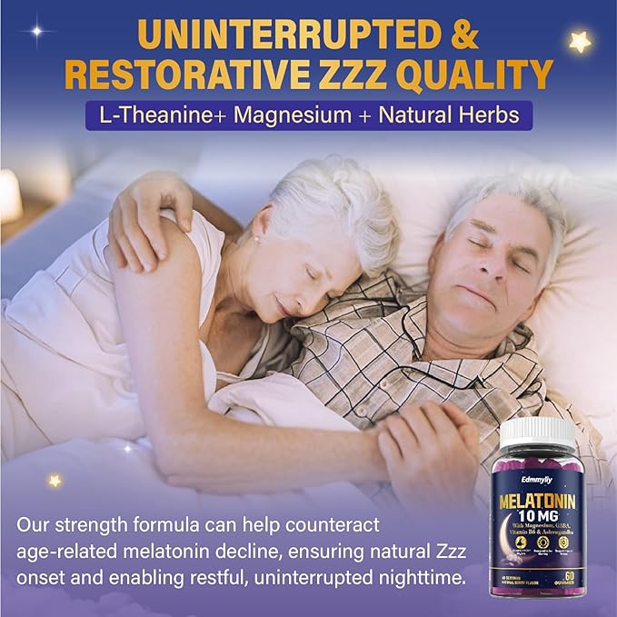 Melatonin 10mg 20mg Gummies for Adults - 10mg of Melatonin Per Gummy with Magnesium L-Theanine GABA Vitamin B6 &amp Ashwagandha - Supports Health Circadian Rhythm Sugar Free &amp Vegan