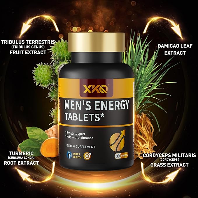 XKQ Vitality Supplement – Daily Energy &amp Performance Formula for Adult Men | Supports Circulation Stamina &amp Confidence | Herbal &amp Amino Blend | 30 Tablets | 3rd Party Tested