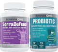 Balance ONE Probiotic &amp SerraDefend Bundle – 15 Billion CFUs Probiotic with Time-Release Technology + Serrapeptase for Healthy Digestion Immune Support &amp Gut Health – Delayed-Release Vegan