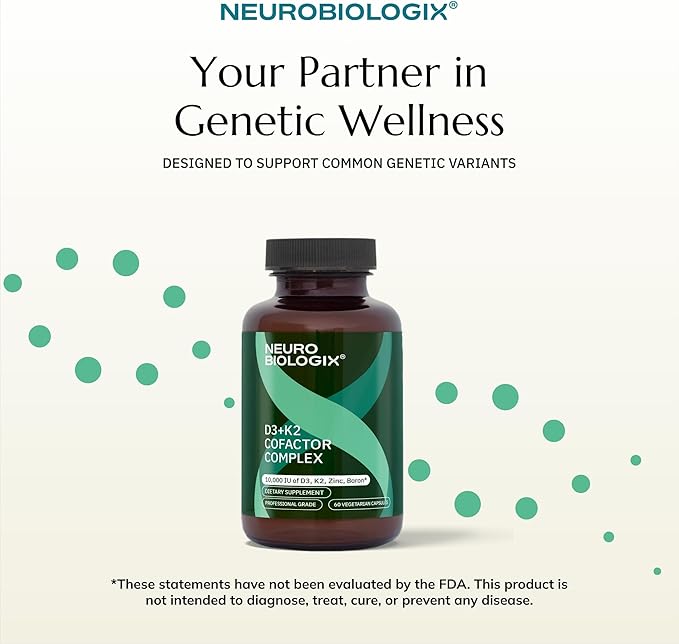 Neurobiologix Vitamin D3 + K2 Cofactor Complex High Potency 10000 IU Vitamin D3 K2 MK-7 Zinc &amp Boron Bone Strength Cardiovascular Sup 60 Capsules