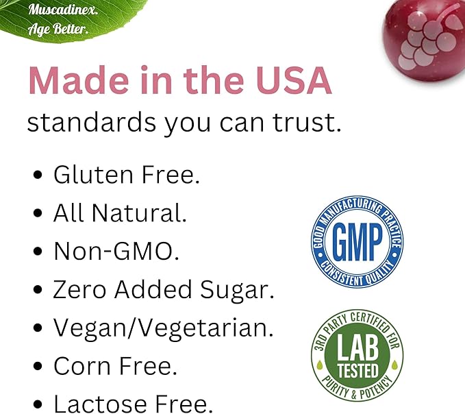 Muscadine Grapeseed Supplement - Superfood Supplement - High ORAC Antioxidant &amp Polyphenols with Resveratrol Quercetin &amp Ellagic Acid - Grape Skin &amp Seed for Health &amp Longevity - 60 S