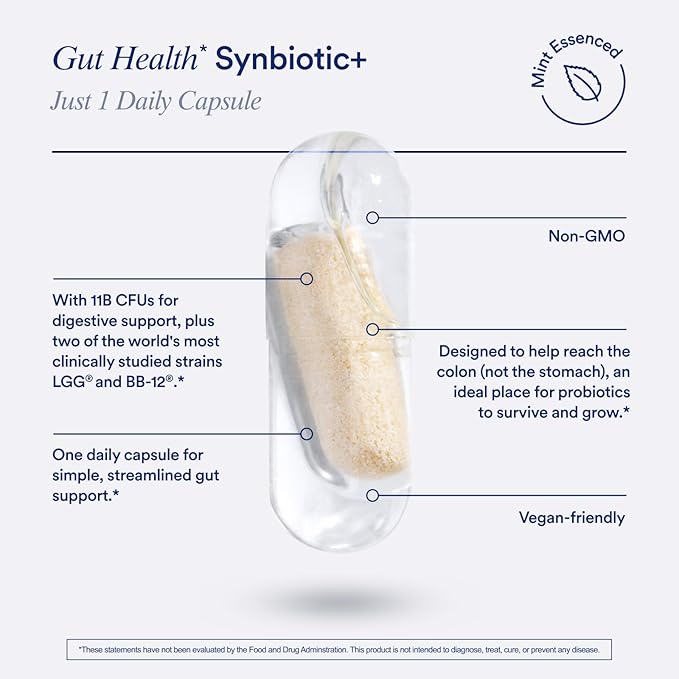 Ritual Synbiotic - Complete 3-in-1 Probiotic Prebiotic Postbiotic** - for Women and Men - to Support Gut Digestive Health Regularity Bloating** - Vegan - One Daily Capsule - Mint - 30 Servings