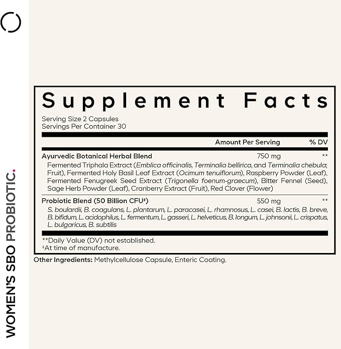 Codeage Women’s Probiotics Supplement - 50 Billion CFUs - SBO Probiotics &amp Prebiotics - Cranberries - Feminine Health - Fermented Botanical Blend Whole Food Supplement - Vegan Non-GMO - 2 Pack