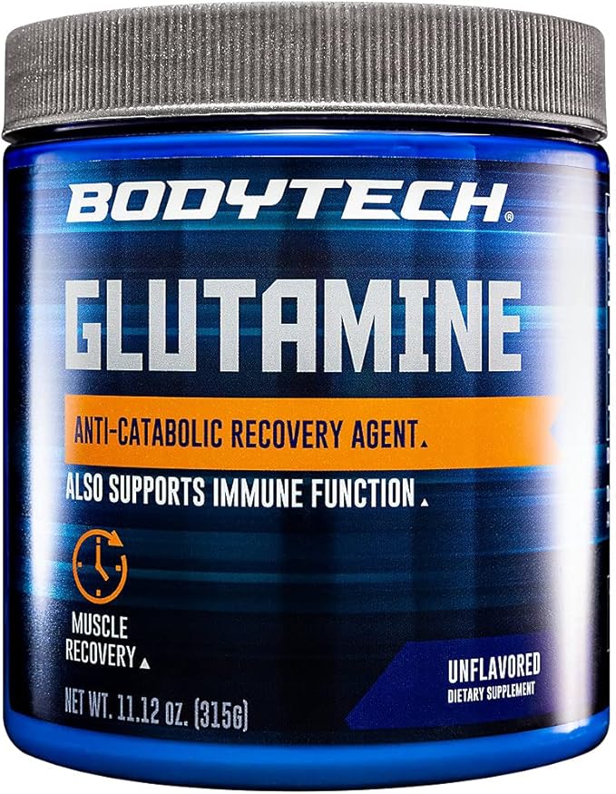 BodyTech Glutamine Powder - Supports Muscle Recovery Immune Health &amp Exercise Performance - Unflavored (11.12 oz 70 Servings)