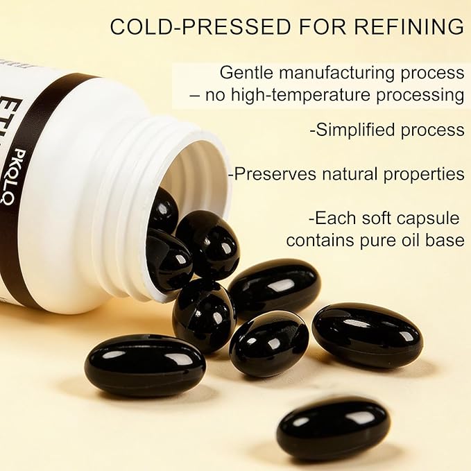 Organic Ethiopian Black Seed Oil Softgels 60 Count - Cold-Pressed with Occurring Thymoquinone Plant-Based for Daily Wellness (1)
