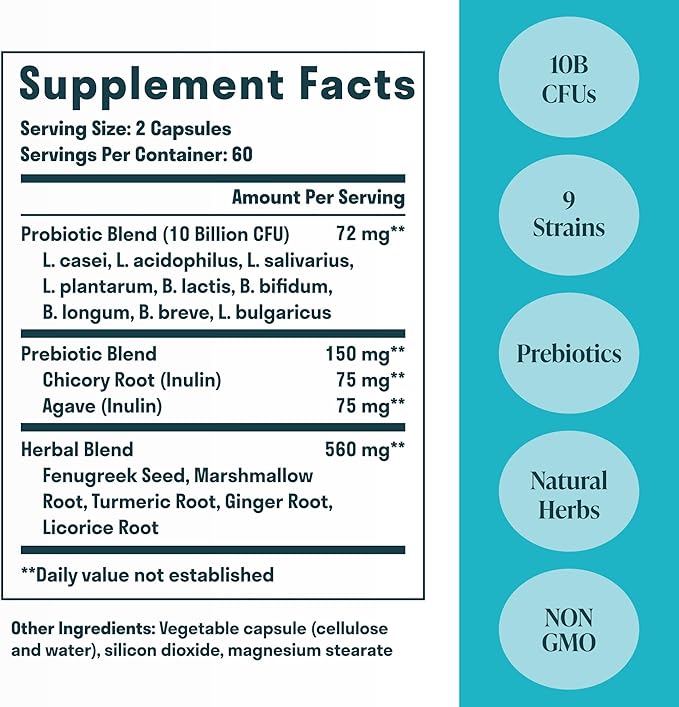 All-in-One Gut Health w/Probiotics Prebiotics Digestion-Supporting Herbs and Adaptogens - Leaky Gut Repair Formula to Support Gut Lining Aid in Digestion and Promote Good Bacteria