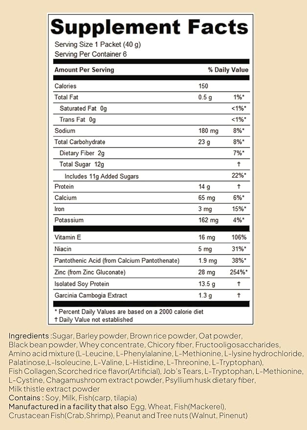 Korean Food Creamy Grain Protein Shake – Naturally Sweet Meal Replacement with 14g Protein Single-Serve Packs Convenient &amp Nutritious