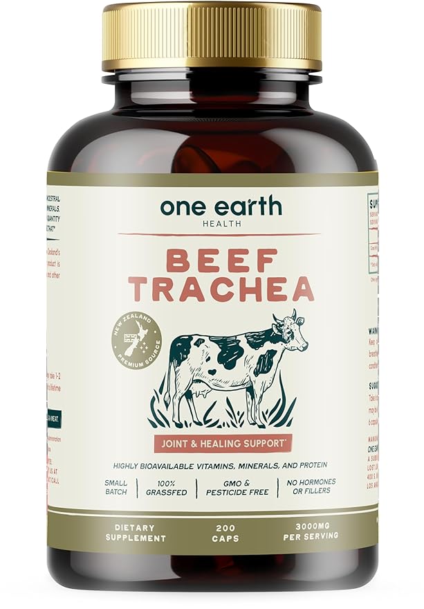 Grass Fed Beef Trachea - New Zealand Sourced Trachea. 3000mg per Serving 200 Count