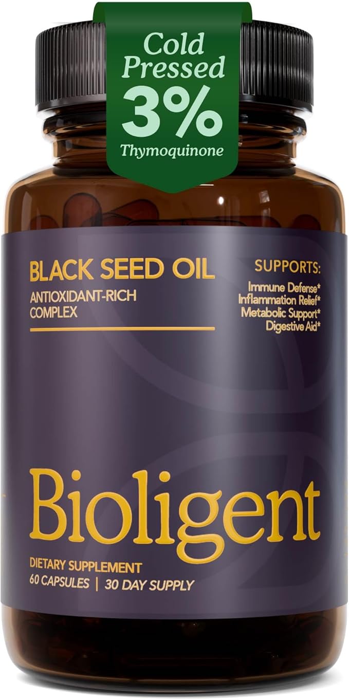 Black Seed Oil Capsules Cold-Pressed with Thymoquin Plant-Based Wellness for Digestion Energy &amp Daily Balance Non-GMO Gluten Free 30 Capsules 30 Day Supply
