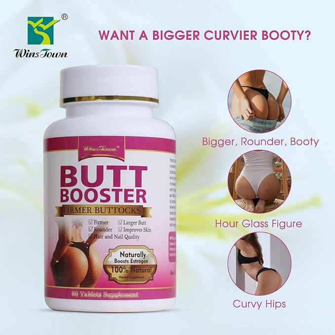 Butt Booster Pills Mention Buttocks Herbal Supplements Plump Hips Enhancement Firming and Seductive 60 Tablets