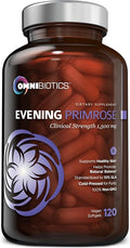 OmniBiotics Organic Evening Primrose Oil for Women – Clinical Strength 1500mg per Capsule 10% GLA Cold-Pressed Non-GMO Hormone Balance for Women – 120 Vegan Softgel Capsules