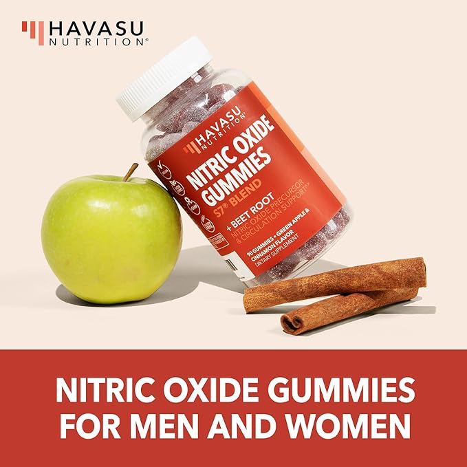 Nitric Oxide Gummies + L-Arginine Gummies Bundle: Green Apple and Cinnamon and Sour Berry Flavored Gummies
