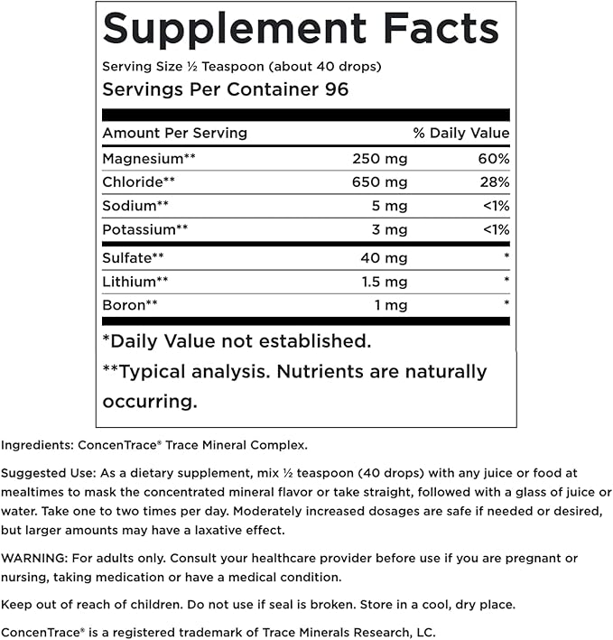 Swanson Concentrace Trace Mineral Drops 8oz-Complete Mineral Complex for Energy Hydration &amp Electrolyte Balance Over 72 High Absorption Ionic Minerals Such As Magnesium Potassium Calcium (3 Pa