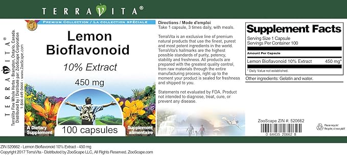 Lemon Bioflavonoid 10% - 450 mg (100 Capsules ZIN: 520662)