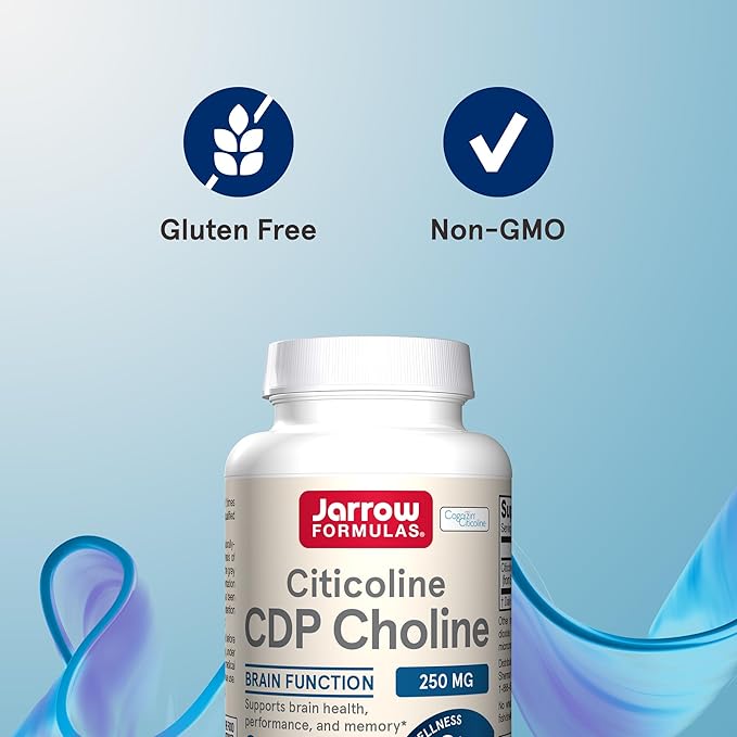 Jarrow Formulas Citicoline CDP 250 MG CDP Choline Supplements Support Brain Health Performance and Memory 120 Capsules Up to a 120 Day Supply