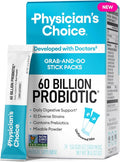 Physician’s Choice 60 Billion CFU Probiotic Stick Packs - 10 Strains + Prebiotics - Immune Digestive &amp Gut Health - Supports Occasional Constipation Diarrhea Gas &amp Bloating - for Women &amp