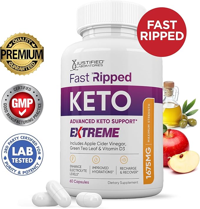 Fast Ripped Keto ACV Extreme Pills 1675MG Keto Support Blend Capsule Alternative to Keto ACV Gummies Formulated with Apple Cider Vinegar Extra Virgin Olive Oil Powder Green Tea Leaf 60 Capsules…
