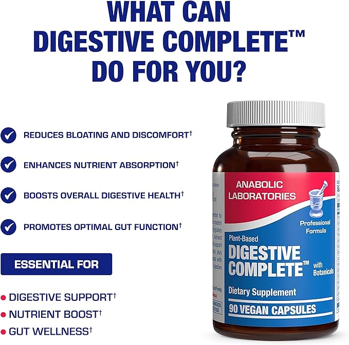 Plant Based Multi Digestive Enzymes Supplement - Clinically Formulated Digestion Supplement with Soothing Herbs and Enzymes for Women and Men for Protein Carb &amp Fat Digestive Complete (90ct)