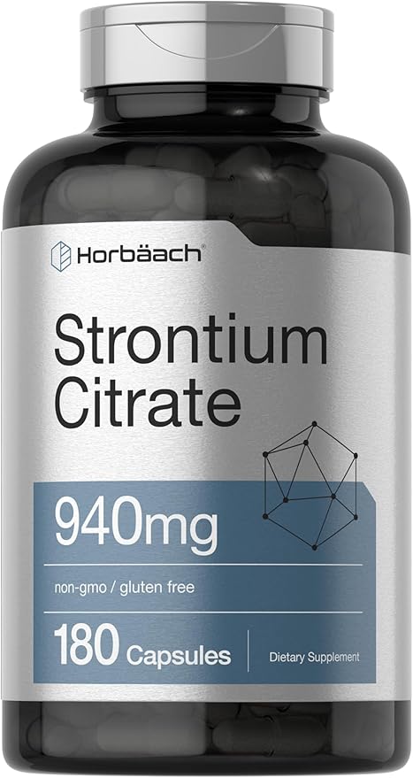 Horbäach Strontium Citrate 940 mg | 180 Capsules | Non-GMO &amp Gluten Free Supplement