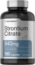 Horbäach Strontium Citrate 940 mg | 180 Capsules | Non-GMO &amp Gluten Free Supplement